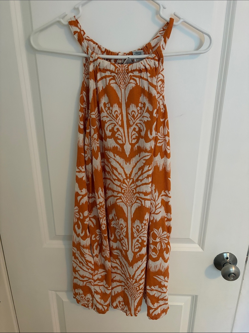 Orange and White Patterned Maxi Dress